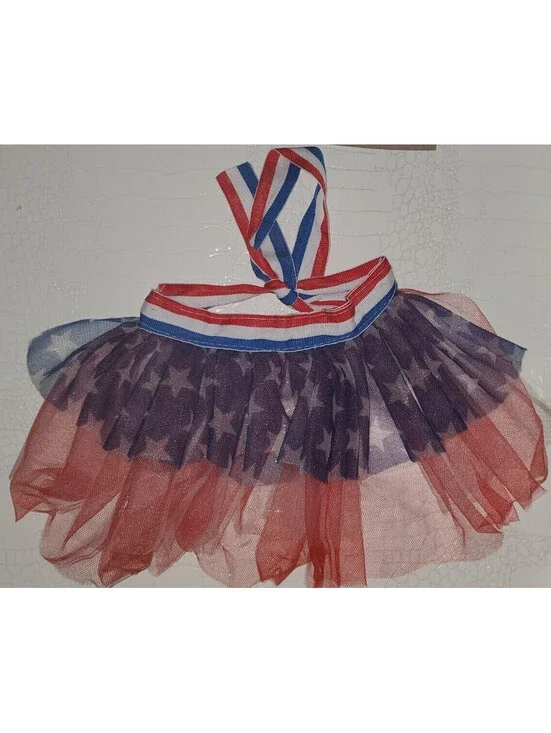 PET SHOP BOUTIQUE PATRIOTIC RED WHITE & BLUE STARS & STRIPED DOG PET TUTU SKIRT