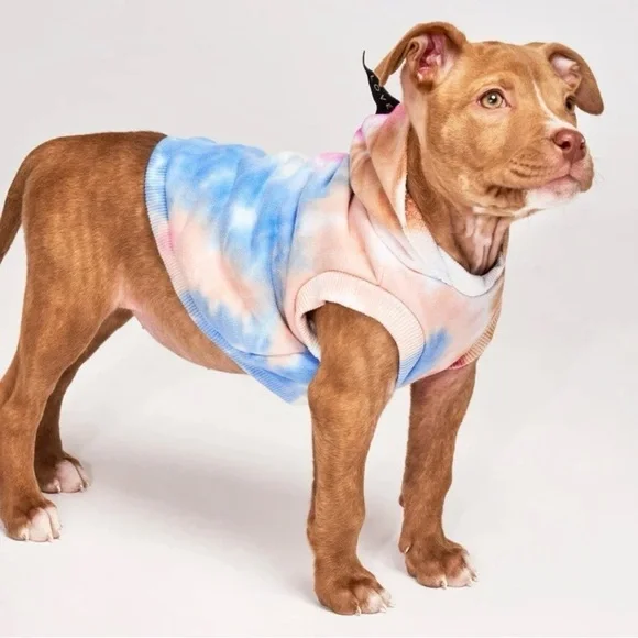 New FOUND MY ANIMAL Multicolor Tie Dye Hoodie Cotton Fleece Size Medium