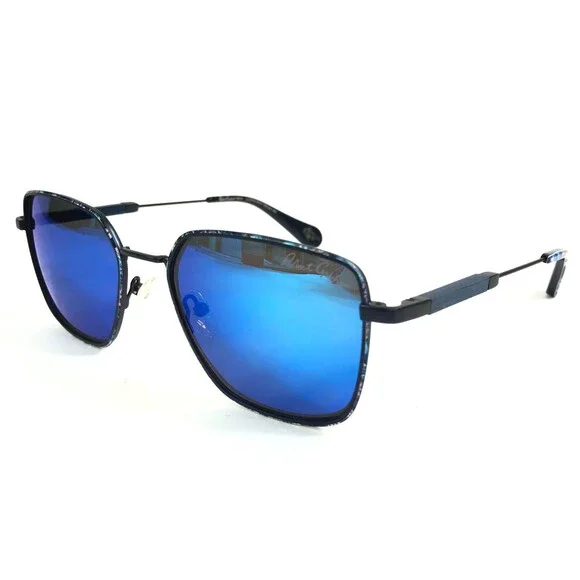 Robert Graham Sunglasses LLOYD NAV Navy Square Frames with Mirrored Blue Lenses