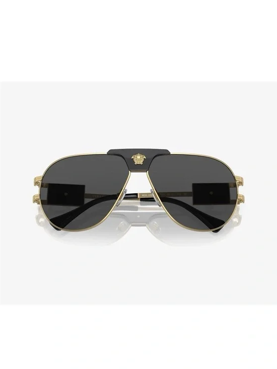 Versace VE2251 100287 63 Men's Square Sunglasses - Gold/Gray
