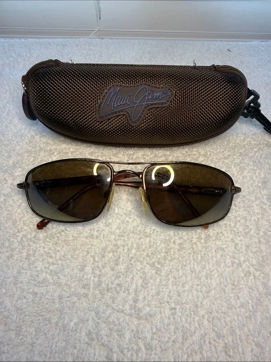 Maui Jim MJ-162 Kahuna Brown Polarized Glass Lens Sunglasses with Brown Zip Case