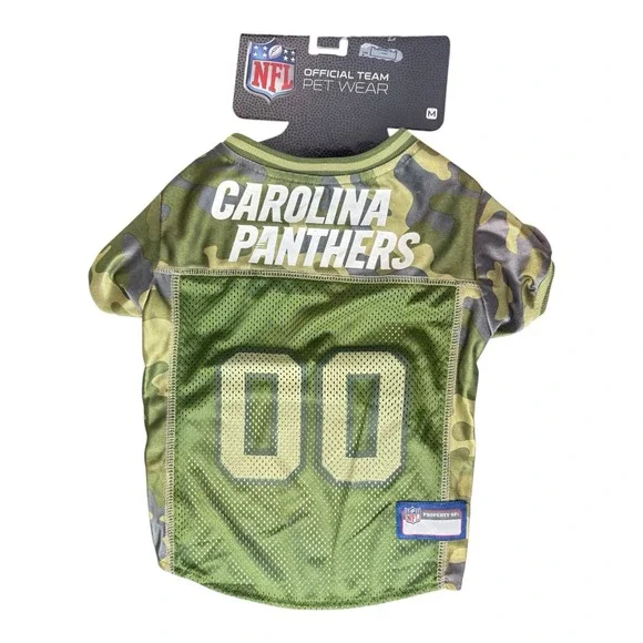 Official NFL Carolina Panthers Camo Dog Pet Football Jersey Size Medium Sports