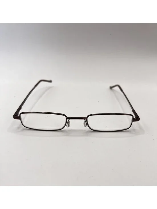 Doubletake Brown Narrow Metal Rectangle Reading Glasses Y2K Librarian Core