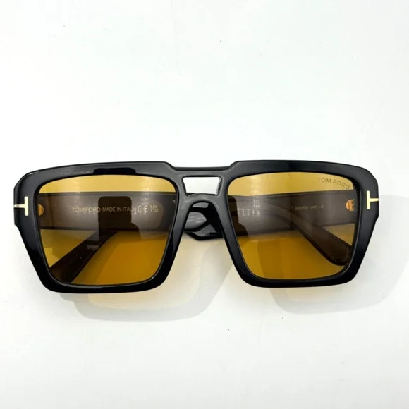 Tom Ford Sunglasses Redford TF1153 01E Black Navigator Frame Brown Lens 56mm New