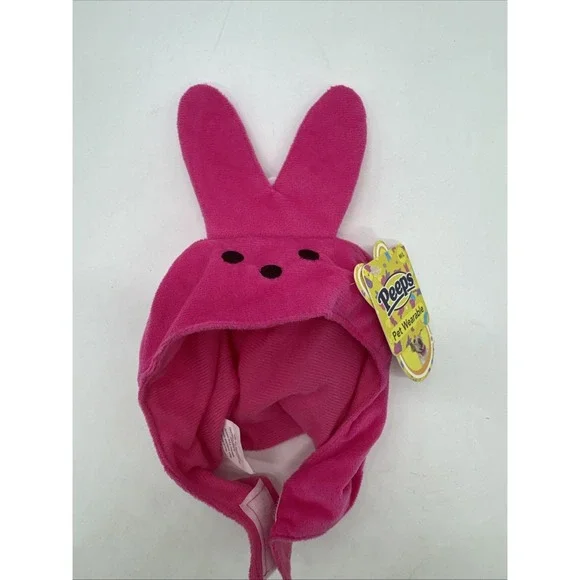 NEW, PINK‎ PEEPS BUNNY PET COSTUME HOOD, SIZE M/L, NECK WIDTH 15.3