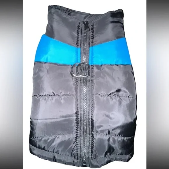 Puffer Dog Coat Black & Blue Medium NWOT