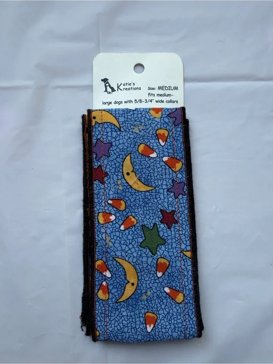 NEW Katie’s Kreations Halloween Dog Collar Slip On Bandana Medium Moon
