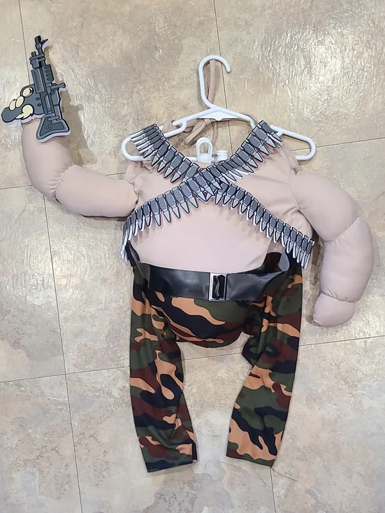 Dog  Costume with Pink Top and Bullet Bandolier