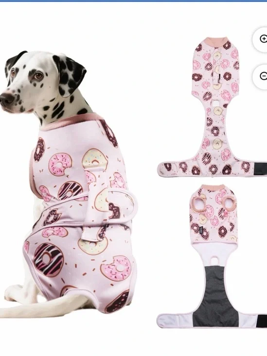 Pink Donut Print Dog recovery pajamas