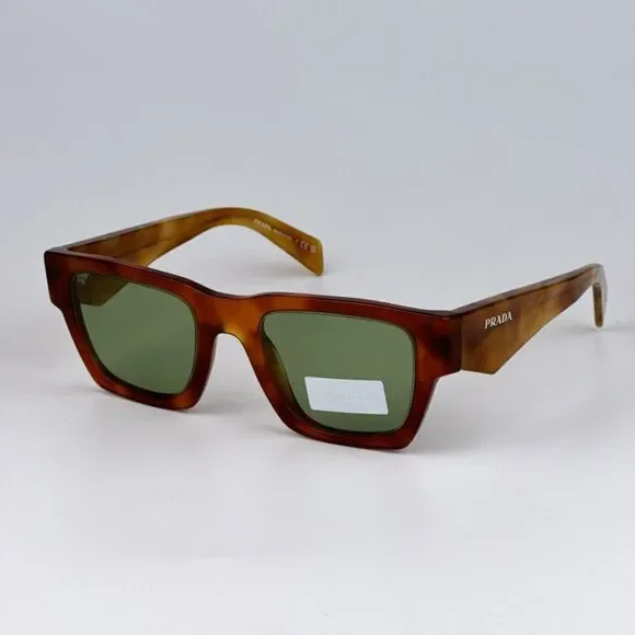 NEW Prada PRA06S 11P60C Cognac Tortoise Green Square Unisex Sunglasses PR A06S
