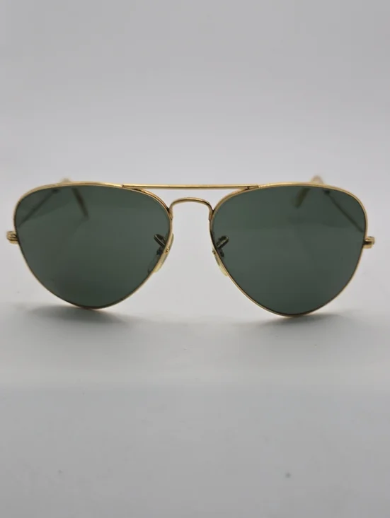 Ray Ban Vintage B&L Gold Frame Aviator Sunglasses with Green Lenses