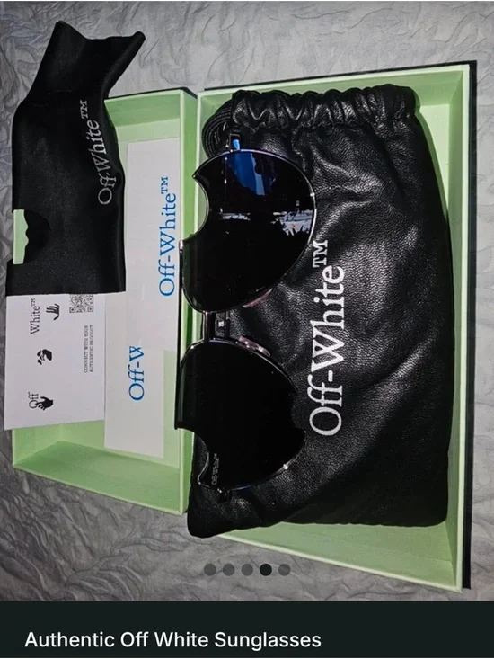Off-White Black Frame Sunglasses with Blue Mirrored Lenses