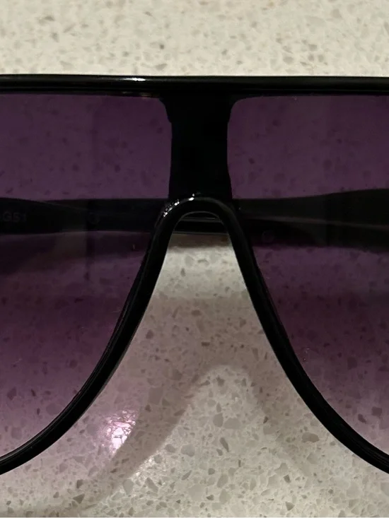 Men's Black Frame Sunglasses with Purple Lenses