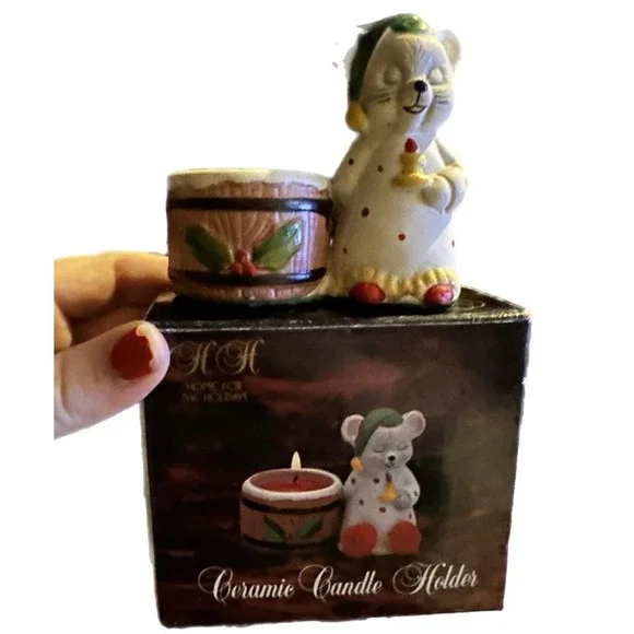 Vintage Home For Holidays Ceramic Mr Mouse Candle‎ Holder Kmart Christmas Decor