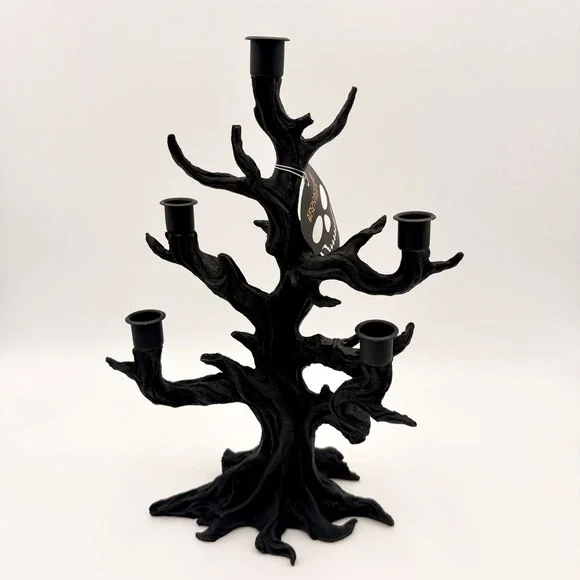 Spooky Boutique Black Gnarled Tree Candelabra 5 Arm Halloween Gothic Decor