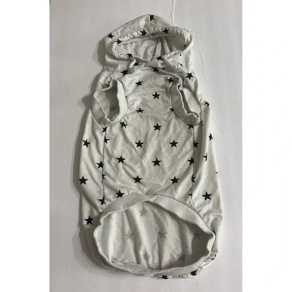 Dog White & Black Star Hoodie Shirt (Medium)