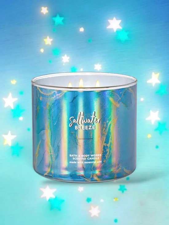 🆕💕BBW White Barn DISCONTINUED 3-Wick Candle with Lid • Saltwater Breeze • NWT