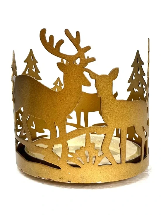 Sonoma Reindeer Woodland Theme Glass Jar Candle Holder