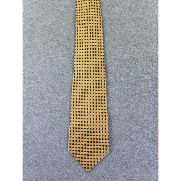 Polo Ralph Lauren Silk Tie Mens Mustard Gold Geometric Medallion Foulard Preppy