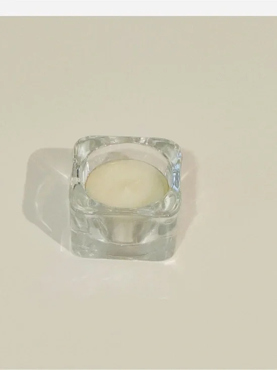 IKEA Clear Glass Tealight Holder with Cream Tealight