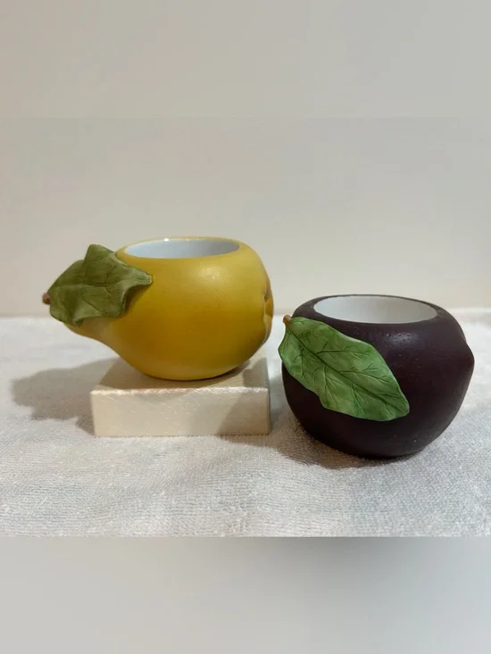 Vtg Set PartyLite Ceramic Fruit Tea Light Votive Candle Holders Holder Farmhouse