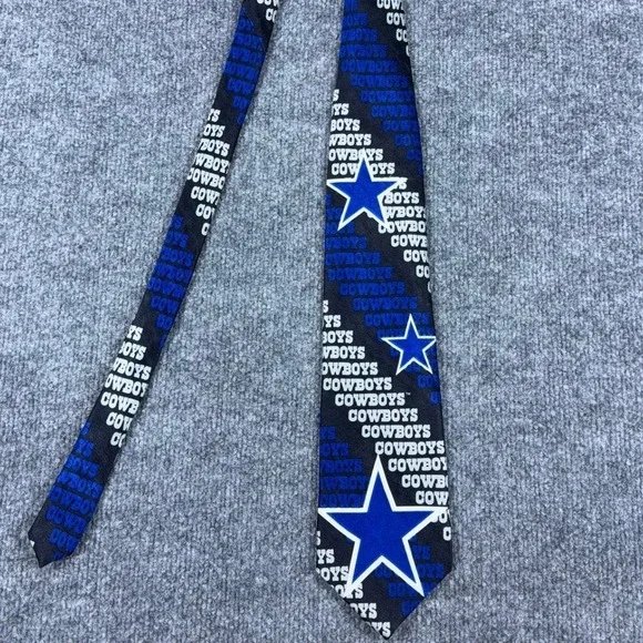 Dallas Cowboys NFL Team Necktie Black Blue Star Logo Vintage 1998 Ralph Marlin