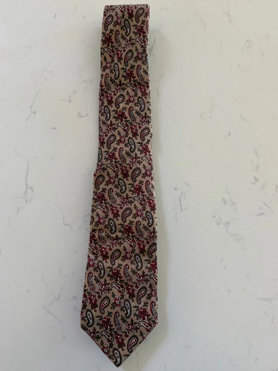 Men's Givenchy Paisley Tie in Tan and Red