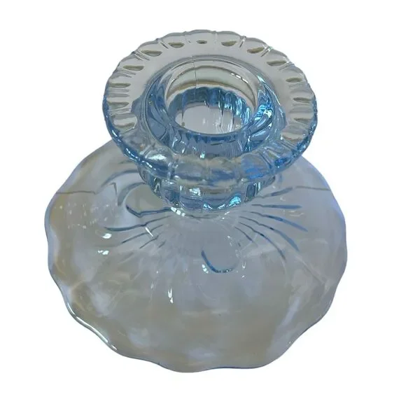 Cambridge Caprice‎ Blue Single Candle Stick Holder Translucent Candle Decor