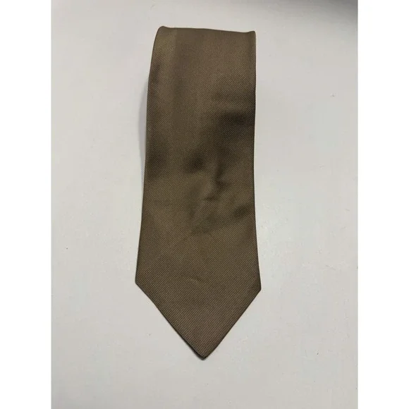 Hickok Vintage Mens Tie Made in USA Olive Tan Taupe Twill Textured Necktie