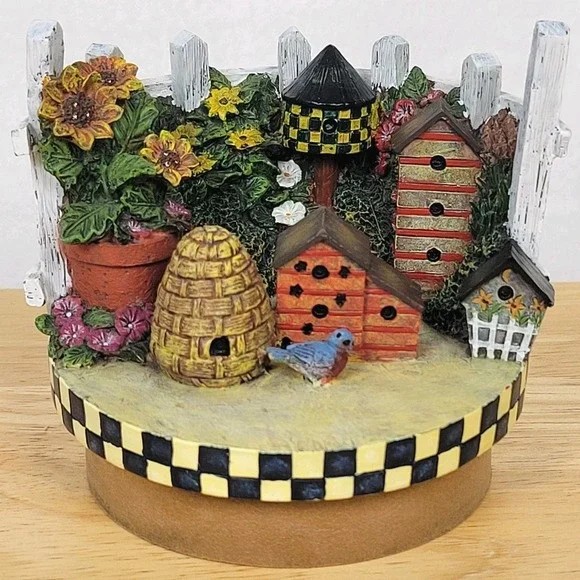 Vtg Lang‎ Candle Topper Birdhouse Sampler Ellen Stouffer Garden 2001 Cottagecore