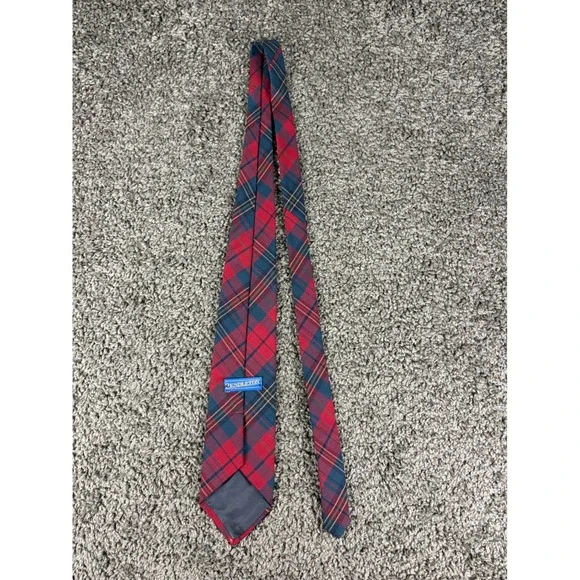 Pendleton Mens Red Blue Plaid Wool Necktie Made in USA Heritage Classic A219
