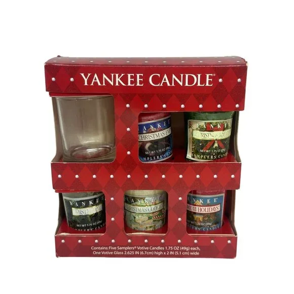 NIB Retired Yankee Candle Holiday Christmas 5 Votive‎ Candle Boxed Gift Set 2006