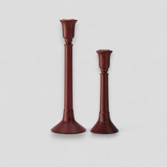 Short & Tall Wood Turned Candleholder‎ Set of 2 - Threshold, Target