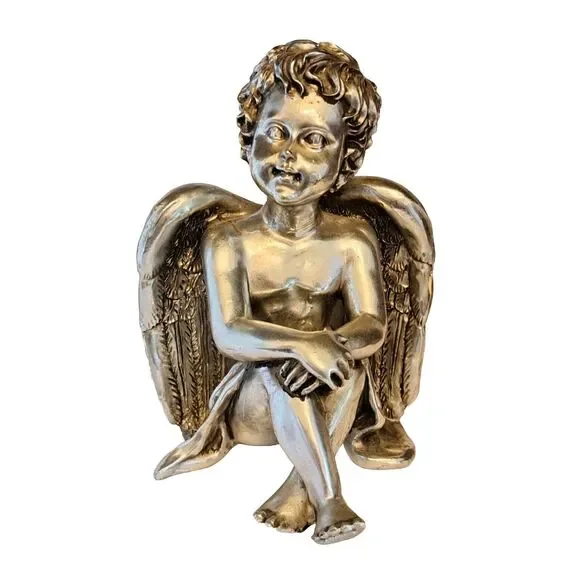Vintage Noble Art Angel Silver Tone Tall Candle Holder 5 Inch