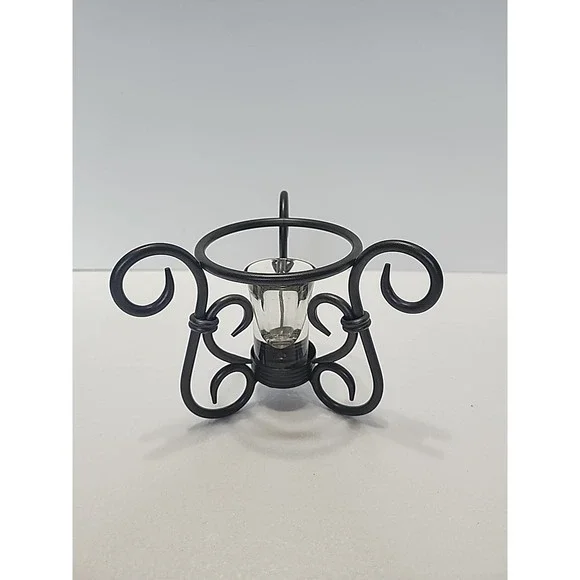 Party Light Wrought Iron Candle Or Wax Melting Base‎ Decorative Scroll Accents