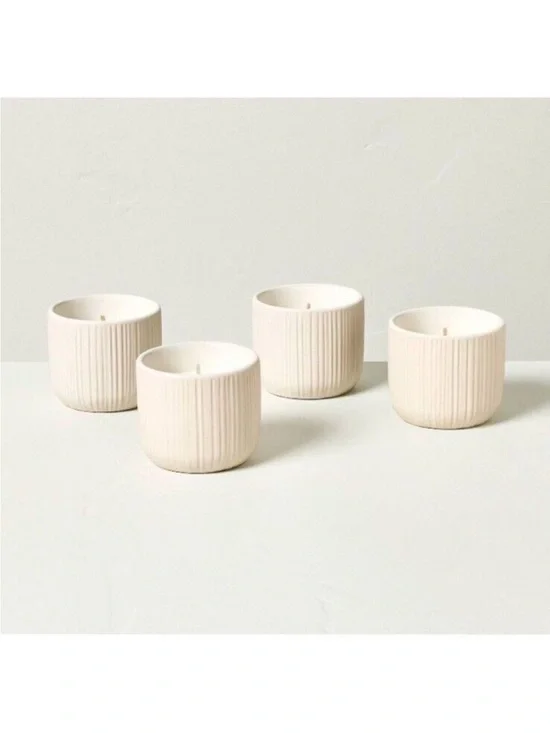 Hearth And Hand Magnolia 4 Pack Citronella Outdoor Candles Palm Blend NEW IN BOX