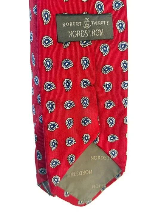 Robert Talbott Red Paisley Silk Tie with Blue and White Accents, Best of Class