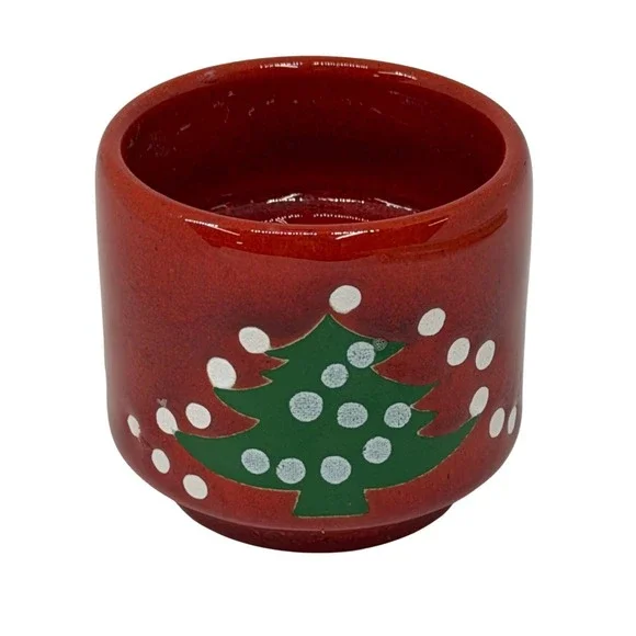 VTG Waechtersbach Christmas Tree Candle Holder Red‎ Ceramic Spain Holiday Decor