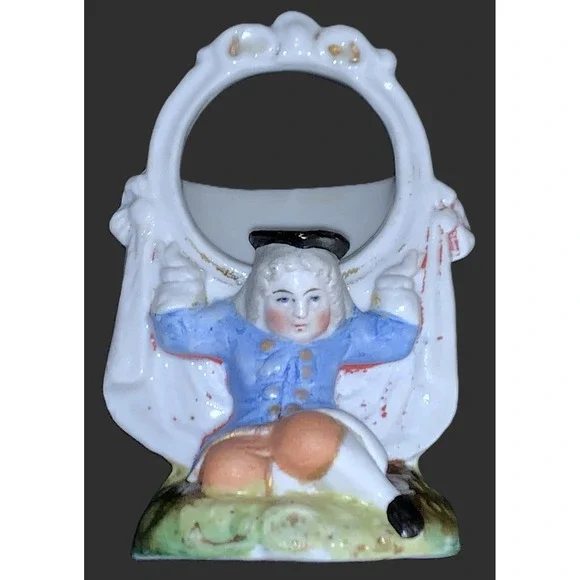 Antique Late 19th Century German Porcelain Figural Spill Vase Cigar Fairing Vtg