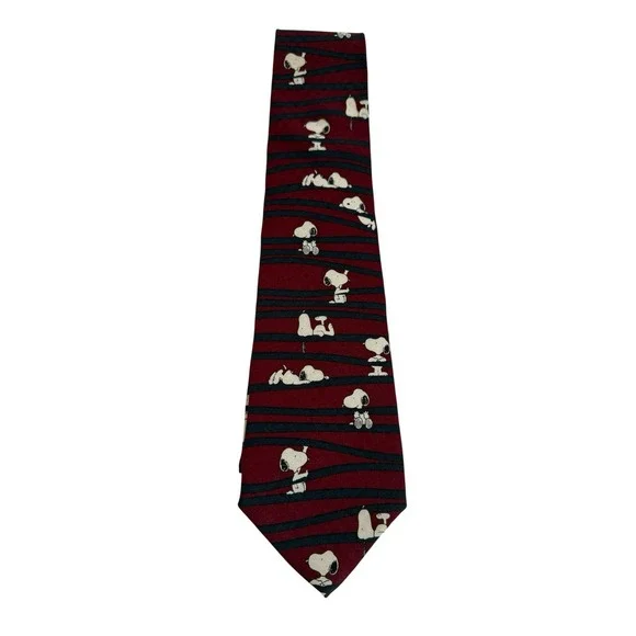 Peanuts Men's Burgundy Blue Tie