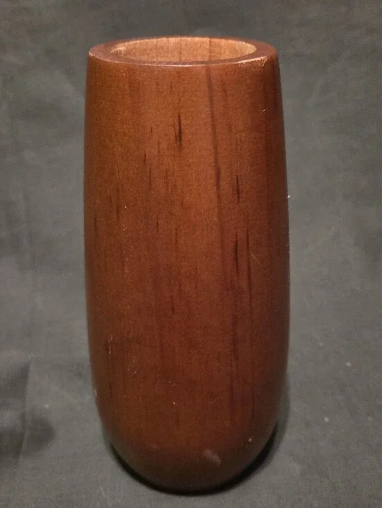 Mid-Century Modern Hand-Turned Wooden Candle Holder Warm-Toned Hardwood 6