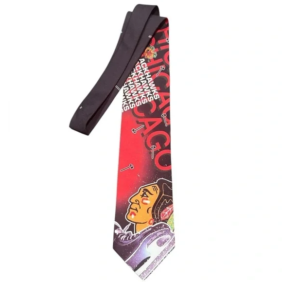 Chicago Blackhawks Ralph Marlin & Co. NHL 1994 Vintage Men’s Neck Tie Black, Red