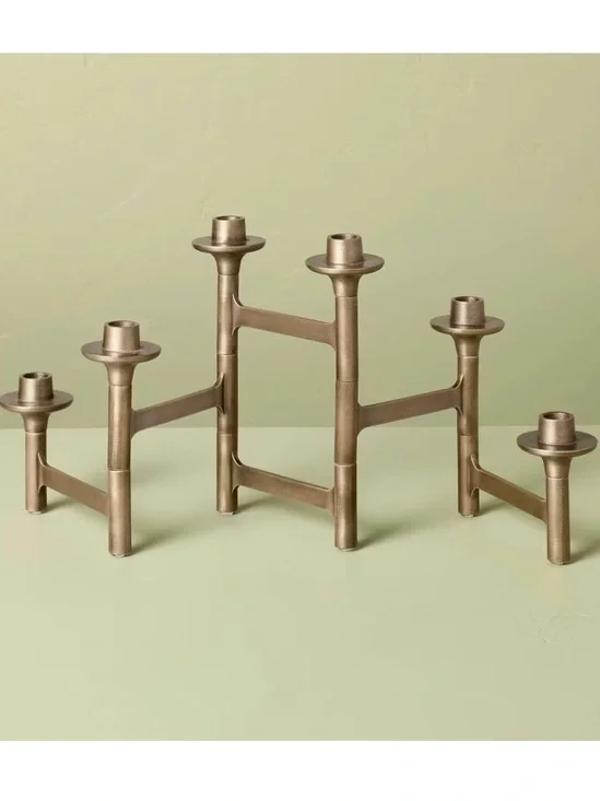 HEARTH & HAND NWT 6ct Taper Adjustable Brass Candelabra