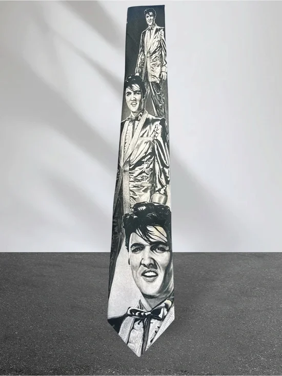 Vintage Elvis Presley Ralph Marlin Black/White Necktie
