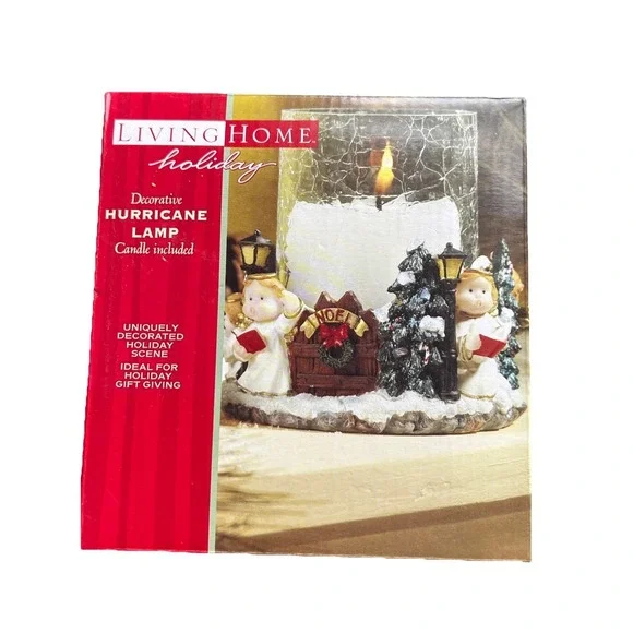 Living Home Holiday Scene Decorative Hurricane Lamp With Candle Carolers Noel‎
