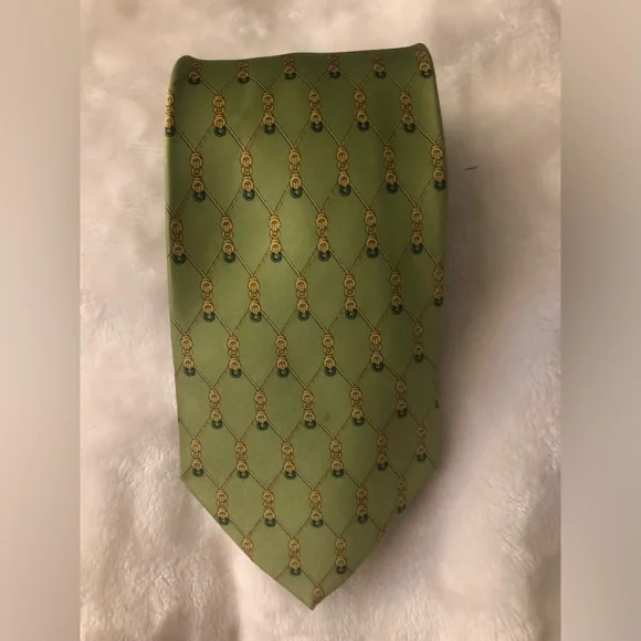 John Cooper silk Classic Green Patterned Men's Tie - Green