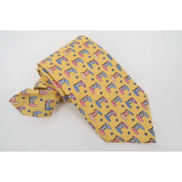 Brooks Brothers Mens Silk Necktie Tie Yellow Surfboards‎ Beach Surf USA Made New