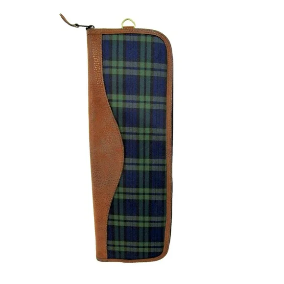 Vintage Neck Tie Holder Travel Case Plaid Compartment Organizer Hanging Storage