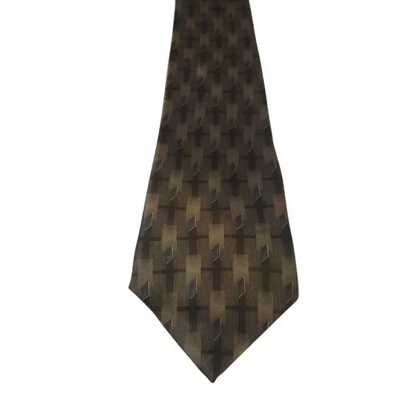 Bill Blass Neck Tie Mens‎ Designer Green Black Blue Geometric Business Casual