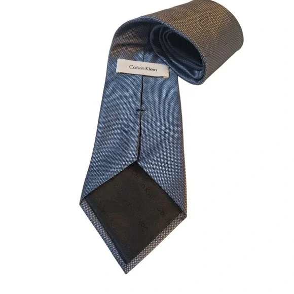 Calvin Klein Mens Tie Necktie Designer‎ Luxury Blue Gray Pin Dot Business Suit